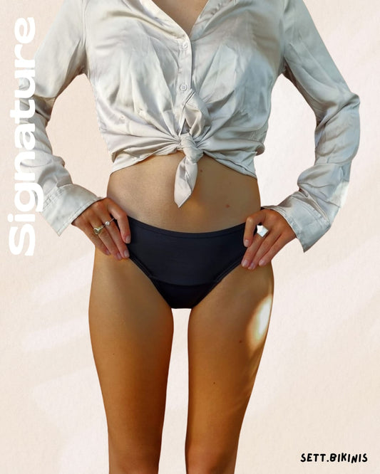 Signature Black Mid-Waist Period Swimwear Bottom